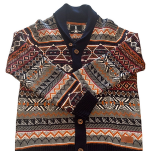 Jeans by Buffalo Men's L Fair Isle Wool Blend Cardigan Full Button Up